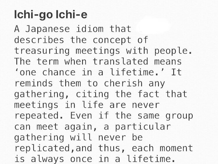 Text of principle of Ichi-go Inichi-e